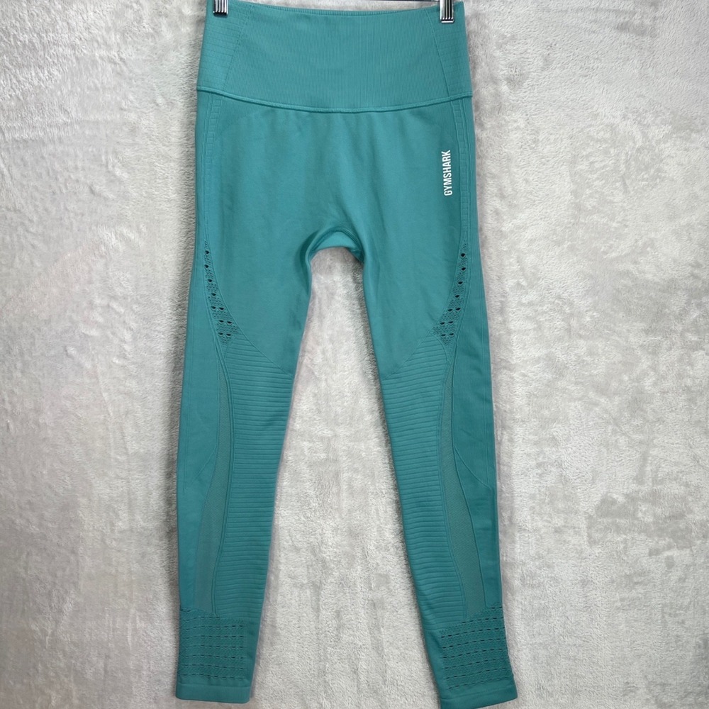 Gymshark Energy Seamless Leggings Teal Blue Womens Size M Workout Athleisure Gym
